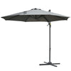 3(m) Offset Parasol Cantilever Hanging Umbrella 360° Rotation w/ Base Dark Grey