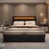 Ottoman Storage Double Bed Frame Upholstered Platform Bed With Headboard Black