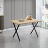 Modern Dining Table for 4 People,120cm Kitchen Dining Table w/ X Shape Metal Leg