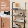 6-Tier Ladder Shelf Wall Mounted Bookshelf with Metal Frame-Oak