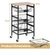 4-Tier Kitchen Storage Cart on Wheels with Pull-out Baskets-Black