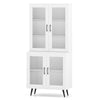 Kitchen White 178 cm Tall Cupboard Pantry Cabinet w/4 Transparent Doors