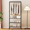 Black Metal Clothes Rail Rack Garment Stand Corner Open Wardrobe with Shelf