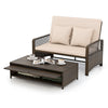 Patio Rattan Daybed 2-Piece Outdoor Wicker Loveseat Sofa Furniture