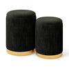 Velvet Storage Ottoman Set of 2 Modern Round Ottoman with Storage Black