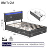 Upholstered Bed Frame Double Bed with Drawers Storage Headboard LED Lights Grey