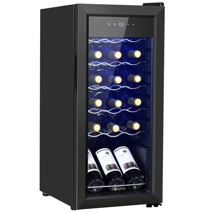 18 Bottle Wine Fridge Cooler , 5-18 C Touch Control, LED, Only 42dB,Black
