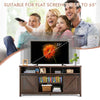 COSTWAY 150cm Sliding Barn Door TV Stand Farmhouse Flat Screen Console-Brown
