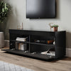 High Gloss Black TV Stand Cabinet Unit 2 Door Sideboard with LED Lights 120cm