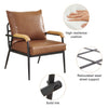 PU Single Sofa Wood Arm Metal Frame Comfort Save Space Office Home Hotel Lounge