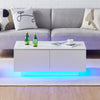White High Gloss LED Coffee Table Wooden with 4 Drawers 16 Colors Adjustable