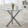 Glass Dining Table and 4 Padded Chairs Set Metal Legs Kitchen Home Furniture