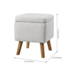 Teddy Fleece Ottoman Storage Seat Footstool Dressing Vanity Chair w/Wood Legs