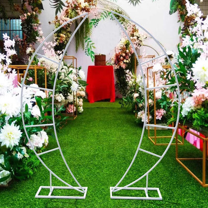 2M Wedding Metal Flower Stand Hoop Half Moon Shape Arch Flower Garland Frame UK