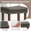 Set of 2 Bar Stools Upholstered Counter Height Saddle Stools PU Leather 60cm