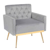 Modern Velvet Accent Chair Upholstered Armchair Sofa Chair-Grey