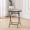 Brown Folding Round Glass Table Garden Patio Balcony Dining Table Furniture 60cm