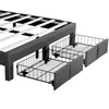 Double Bed Frame with 2 Storage Drawers, Charging and Lighting Headboard Grey