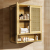 Bathroom Wall Cabinet Bamboo Medicine Cabinet 2 Rattan Doors for Kitchen Hallway