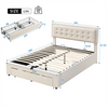 Ottoman Storage Gas Lift Bed Upholstered 4ft6 Double Bed Frame with Drawer Cream