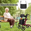 Folding Aluminum Walker Four Wheels Medical Rollator with Seat & Carrying Bag