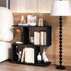 2-Tier Irregular Bookshelf Freestanding Wooden Display Shelf w/Compartment Black