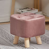 Small Square Footstool Footrest Pouffe Shoe Foot Stool Padded Ottoman Wooden Leg