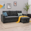 Linen/Faux Leather Sofa Bed Corner - Sofa Bed with Storage & Reversible Chaise