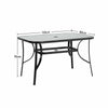 Rectangle Garden Patio Dining Table Outdoor Glass Top Bistro Table Metal Frame