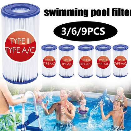 3-9X INTEX TYPE A/C REPLACEMENT FILTER CARTRIDGE PUMP EASY SET UP SWIMMING POOL