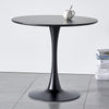 90cm Black Dining Table Round Wood Top & Metal Legs Kitchen Breakfast Bar Office