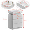 LED Light 3 Drawers Bedside Table High Gloss Cabinet Side End Table Living Room