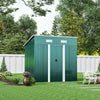 4x6ft Green Galvanized Steel Sheds Outdoor Storage w Sliding Door Foundation Kit
