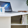 Black/ White Corner Computer Desk PC Laptop Table Book Shelves Home Study Office