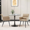 2x Faux Leather Dining Chairs Kitchen Dining Room Office Metal Legs Beige