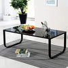 Coffee Table with Storage Metal Frame Legs Black Glass End Side Table