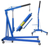 Blue Workshop 2 Ton Hydraulic Engine Crane Folding Hoist Lift Jack Stand Wheels