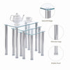 3pcs Clear Tempered Glass Nested Tables Side End Tables Stainless Steel Tubes