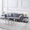 3pcs Black Tempered Glass Nested Tables Side End Tables Stainless Steel Tubes