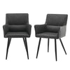 2x Faux Leather Dining Chairs Kitchen Dining Room Chairs Metal Legs Grey