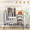 Rolling Clothes Drying Rack Double Rods Garment Rack w/ Adjustable Hanging Bars