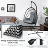 Folding Swing Egg Chair Hanging Chair Swing Basket Chair w/ Stand Cushion Pillow