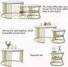 Set of 2 Round Coffee Tables - Gold Metal Frame, Marble Pattern Top