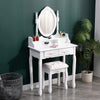 Dressing Table with Mirror and Stool, Vanity Desk with Mirror and Drawers White
