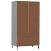 LAPOOH Wardrobe with Metal Legs Grey 90x55x172.5 Solid Wood OSLO,Bedroom R0G8