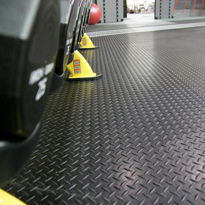 50CM*2M Rubber Flooring Matting Heavy Duty Anti-Slip Garage Checker Gym UK STOCK