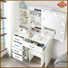 Dressing Table Vanity Makeup Desk With 10 LED Lighted Mirror And 6 Shelves Stool