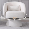 Rotating Teddy Velvet Tub Armchair Swivel Chairs Padded Accent Sofa with Bolster