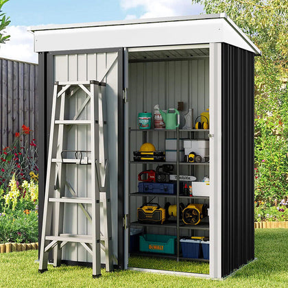 5ft x 3ft Heavy Duty Metal Garden Shed Pent Roof Outdoor Tool Storage Box House