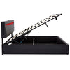 UPHOLSTERED OTTOMAN BED 4FT6 DOUBLE LED HYDRAULIC BED FRAME WITH STORAGE BLACK